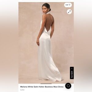 Lulus Meliana White Satin Halter Backless Maxi Dress